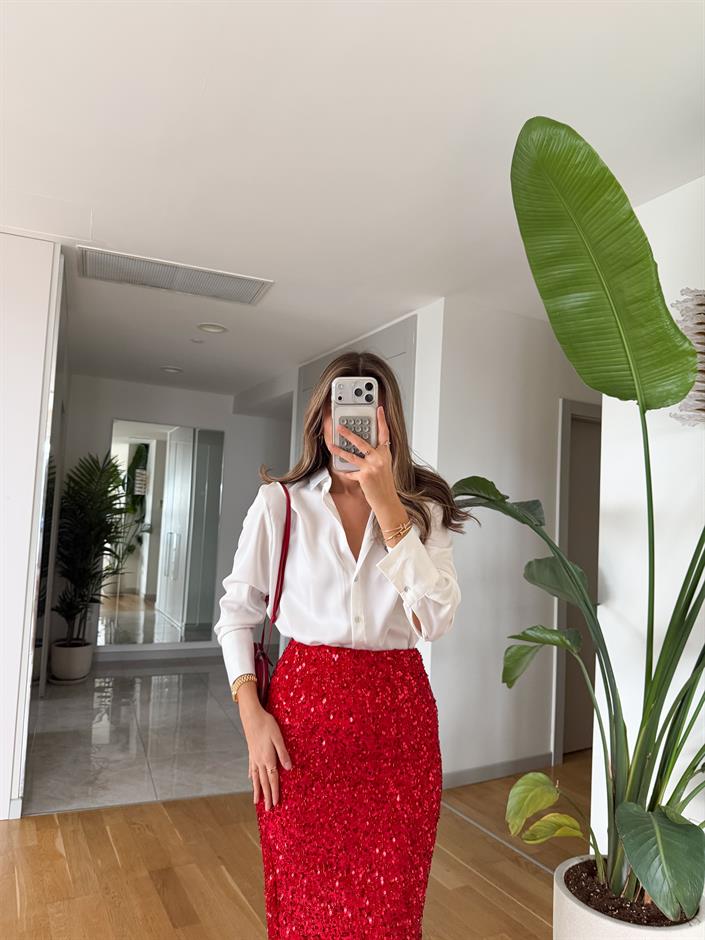 Romily Saten Gömlek - Ekru