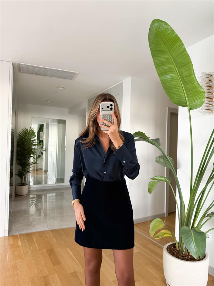 Romily Saten Gömlek - Lacivert