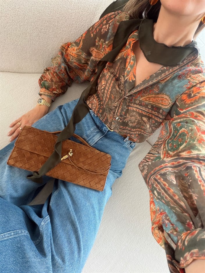 Rory Etnik Desenli Gömlek - Haki