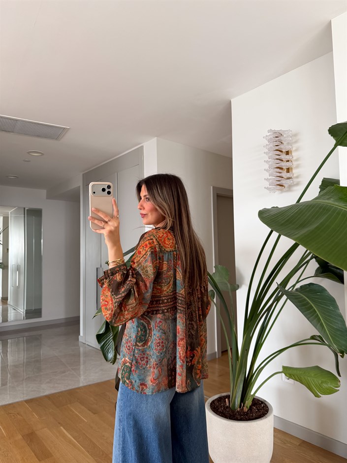 Rory Etnik Desenli Gömlek - Haki