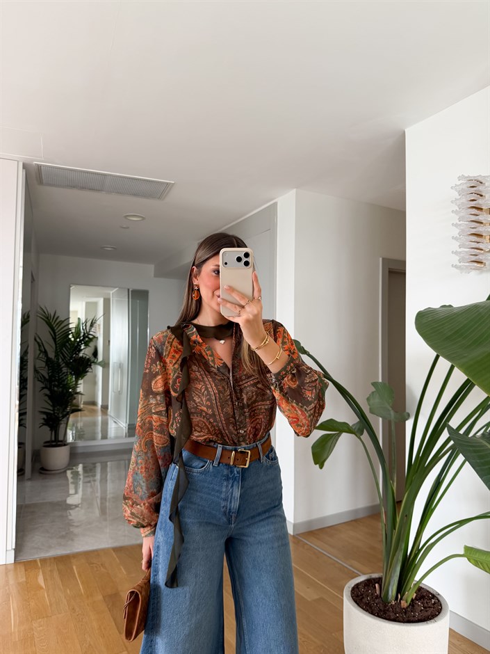 Rory Etnik Desenli Gömlek - Haki