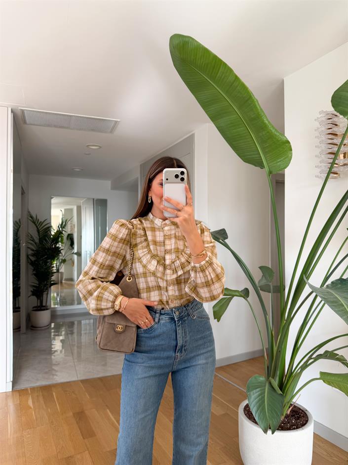 Rosa Fırfır Detaylı Gömlek - Yeşil