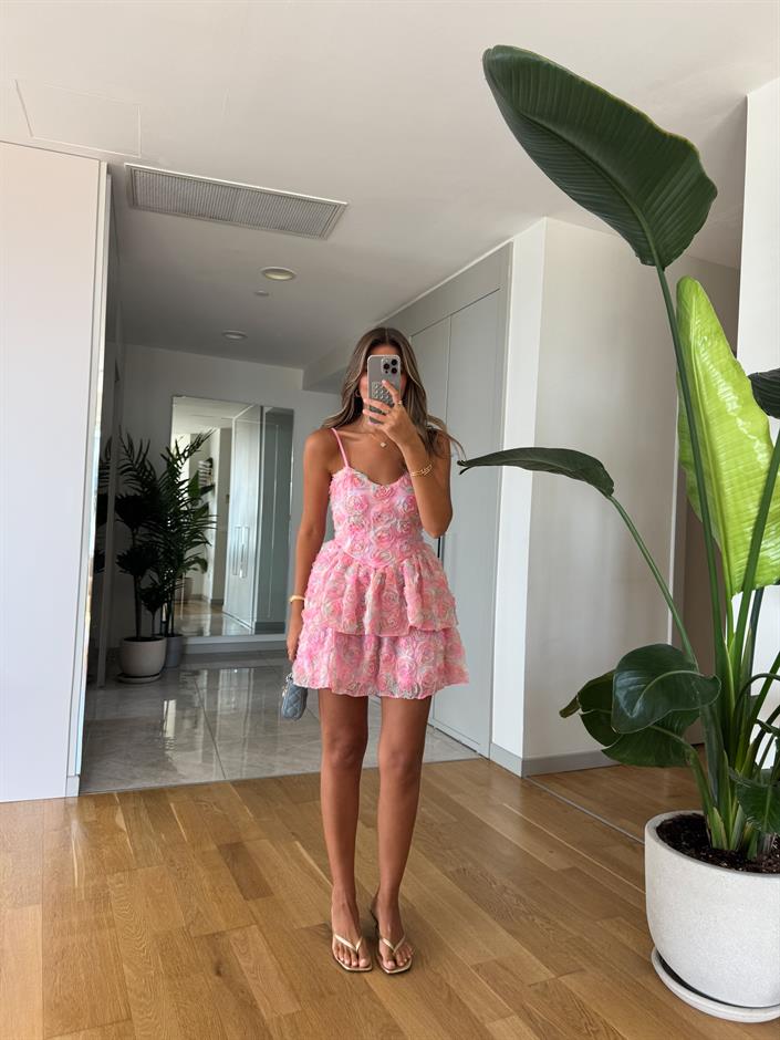 Rose Üç Boyutlu Çiçekli Elbise