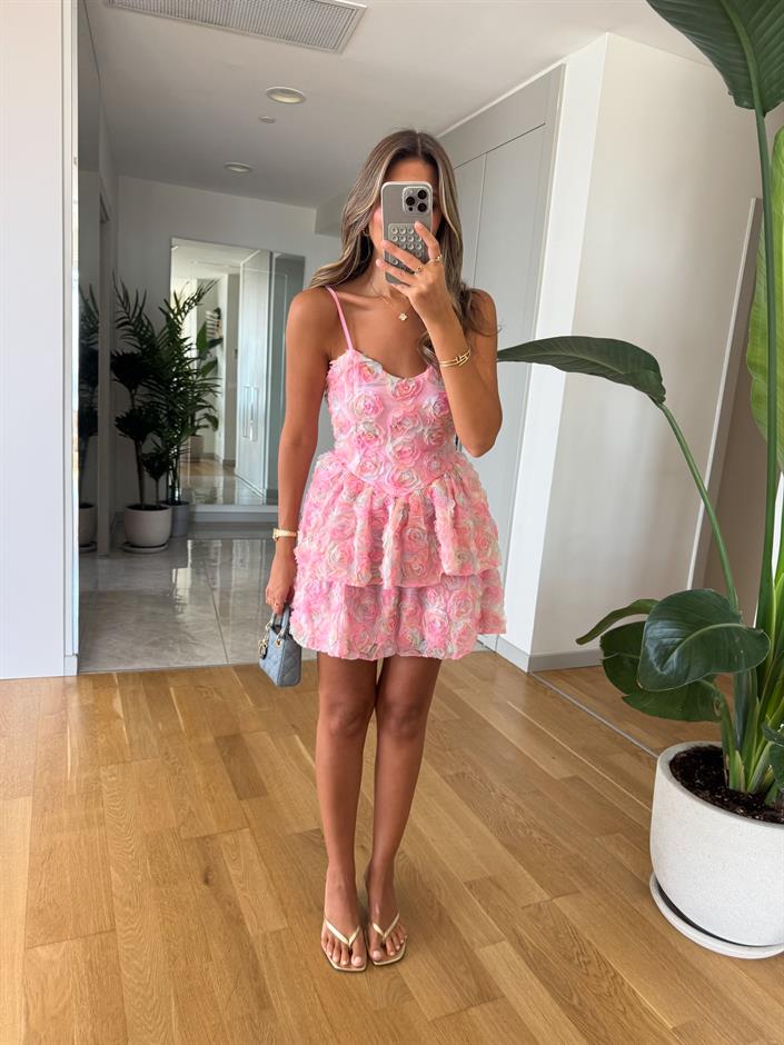 Rose Üç Boyutlu Çiçekli Elbise