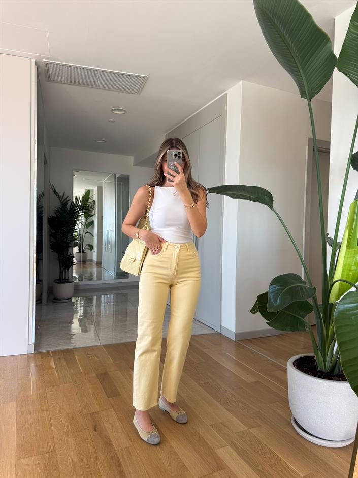 Roxy Kesik Paça Jean - Sarı