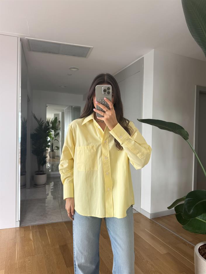 Rv Tek Cepli Poplin Premium Gömlek-Sarı