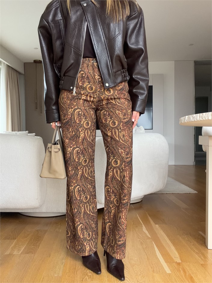 Şal Desen Denim Pantolon 