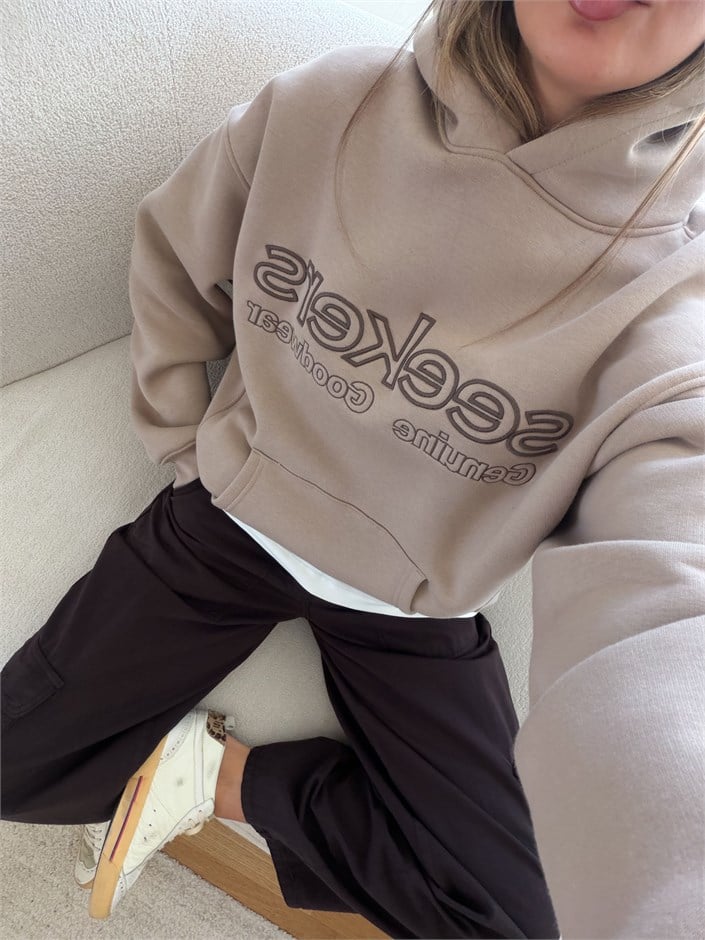 Seekers Nakışlı Sweatshirt - Vizon