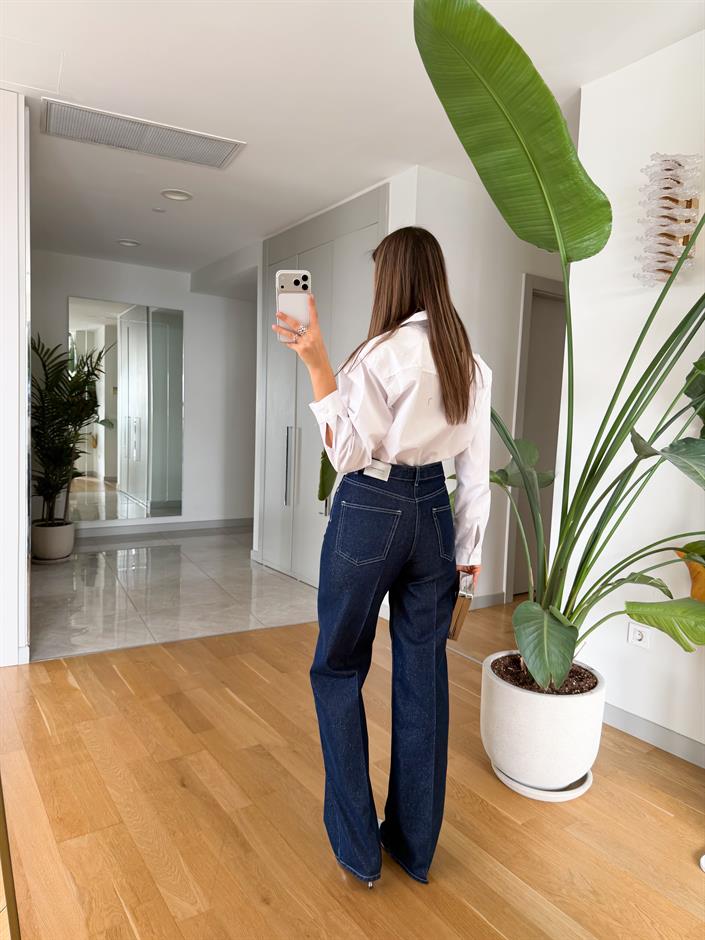 Silver Simli Wide Leg Jean - Lacivert