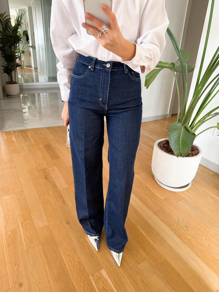 Silver Simli Wide Leg Jean - Lacivert