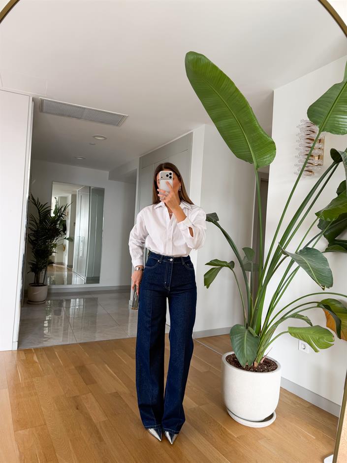 Silver Simli Wide Leg Jean - Lacivert