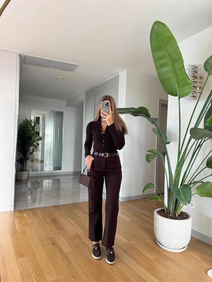 Solair Kahve Kemerli Jean 