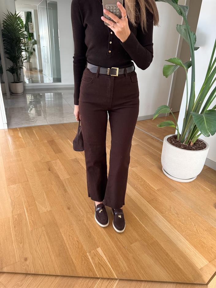 Solair Kahve Kemerli Jean 