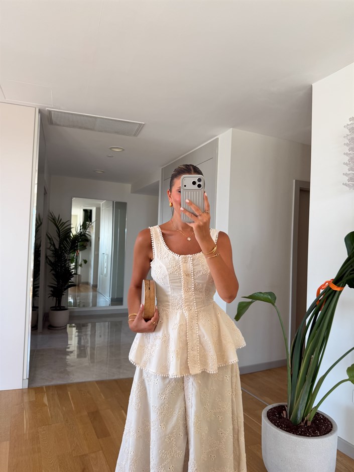 Sophia Fisto Bluz Etek Takım - Bej