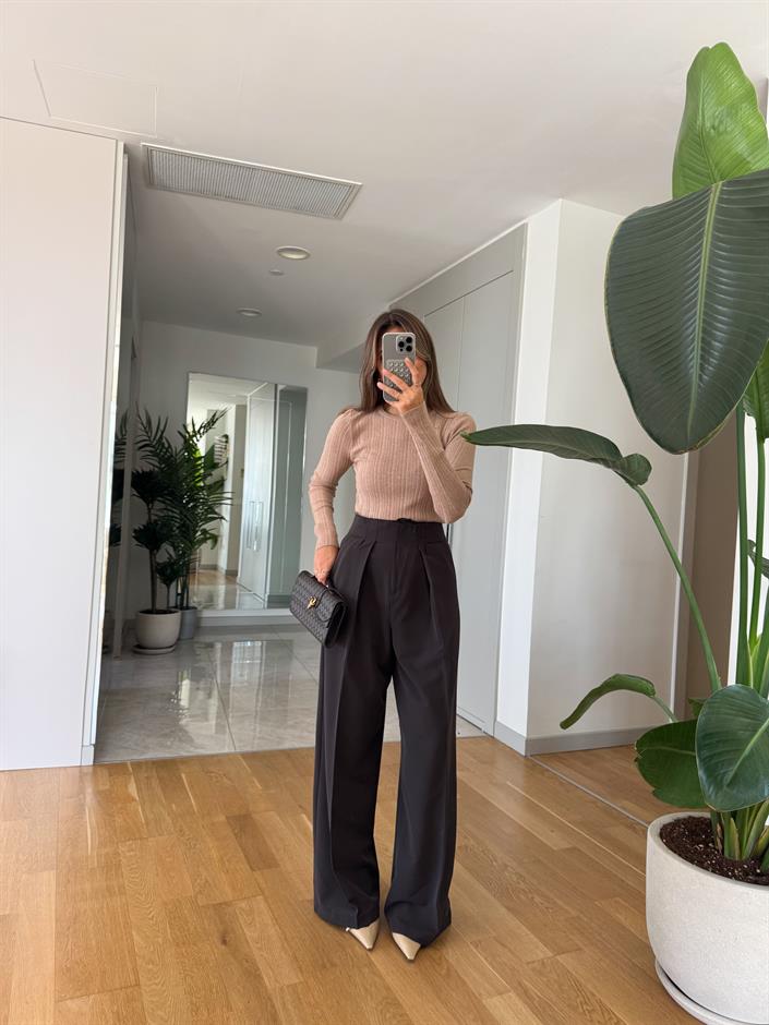 Sortie Pensli Palazzo Pantolon - Koyu Kahve