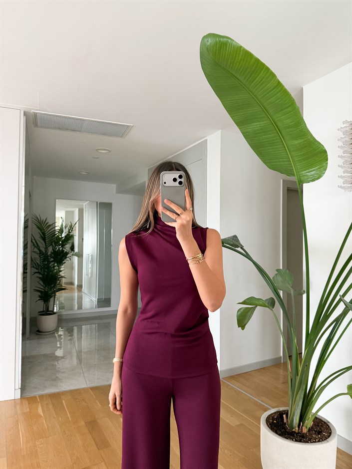 Sour Dik Yaka Modal Takım - Mürdüm