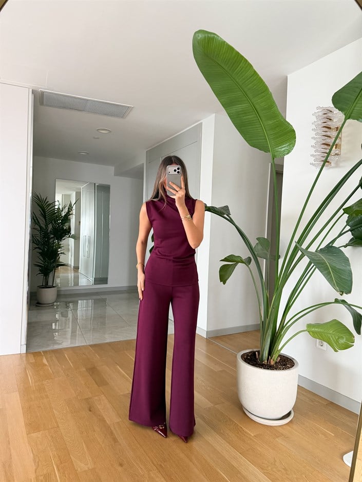 Sour Dik Yaka Modal Takım - Mürdüm