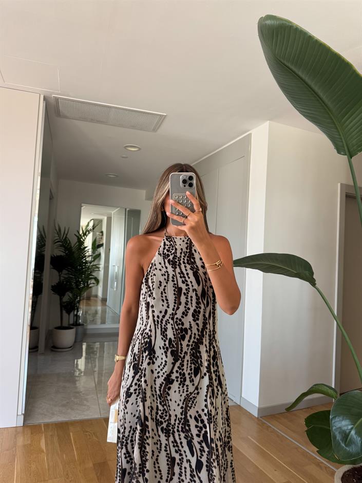 Stella Desenli Şifon Elbise 