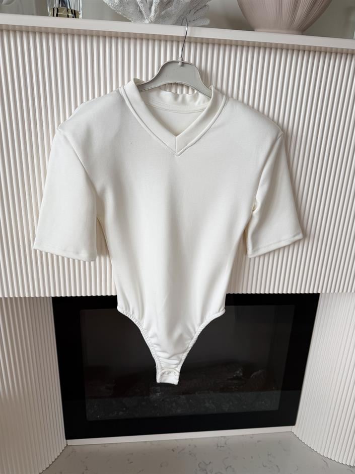 Tarte Vatkalı V Yaka Bodysuit - Ekru