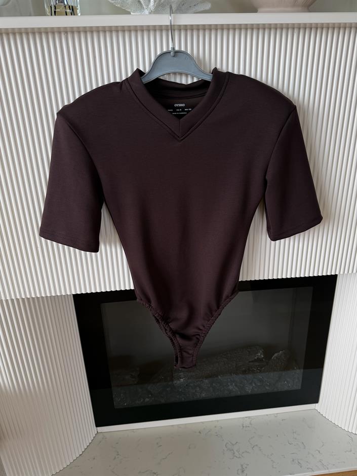 Tarte Vatkalı V Yaka Bodysuit - Kahve