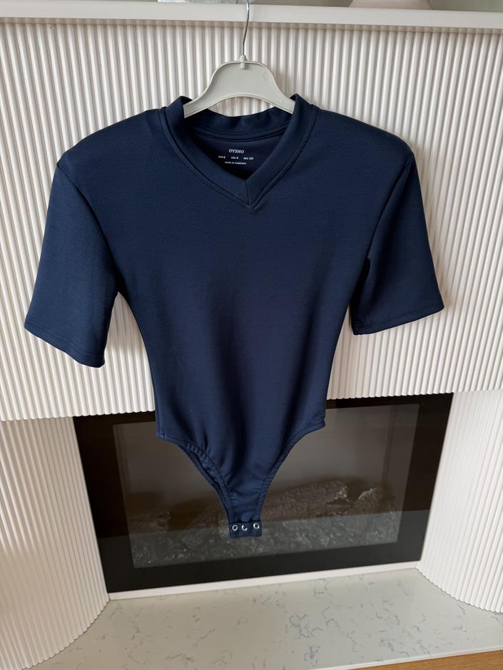 Tarte Vatkalı V Yaka Bodysuit - Lacivert