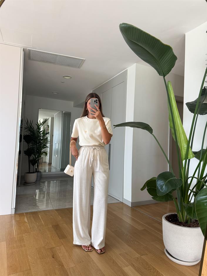 Taş Beli Lastikli Qu Pantolon 