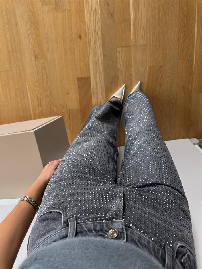 Taşlı Premium Jean - Gri 