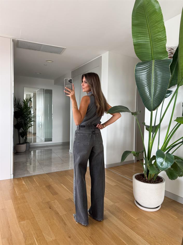 Taşlı Premium Jean - Gri 