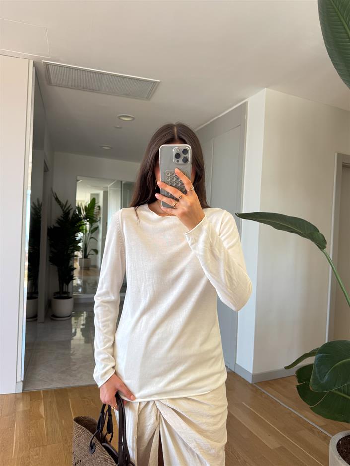 Transparan Merserize Triko-Ekru