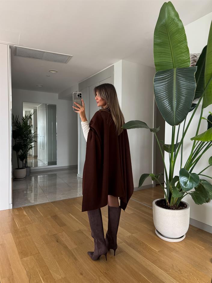 Triko Kemerli Panço - Kahve