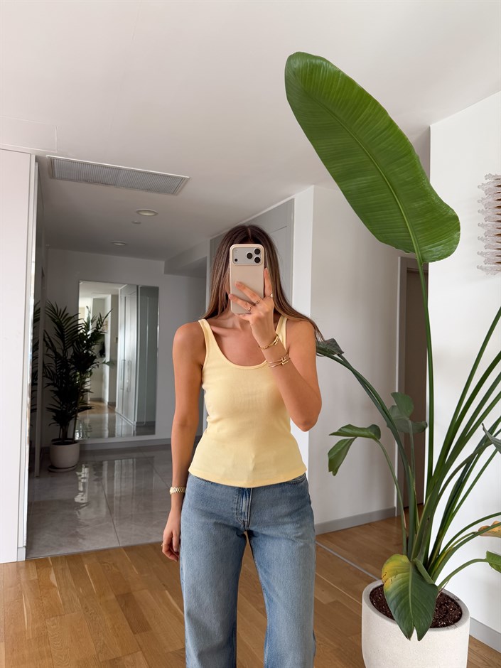 U Yaka Askılı Atlet - Sarı