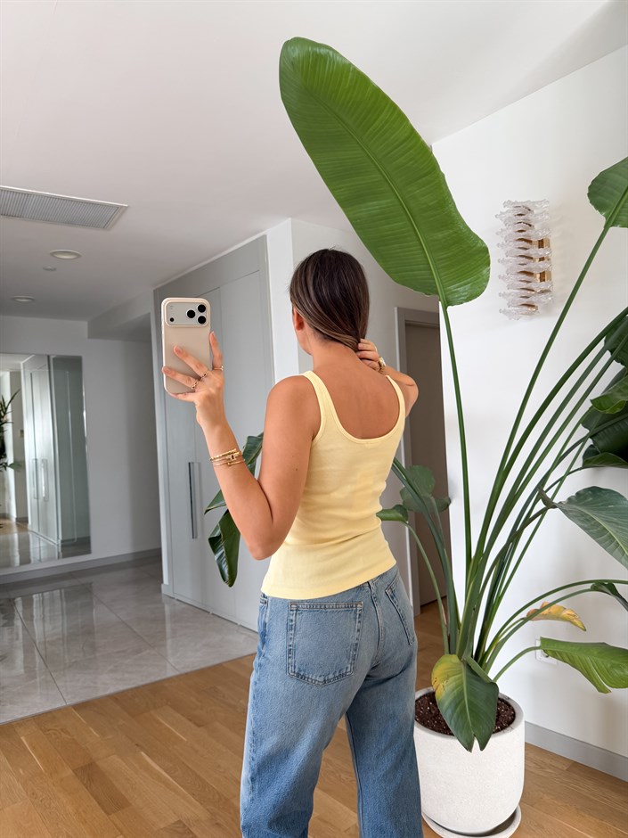 U Yaka Askılı Atlet - Sarı