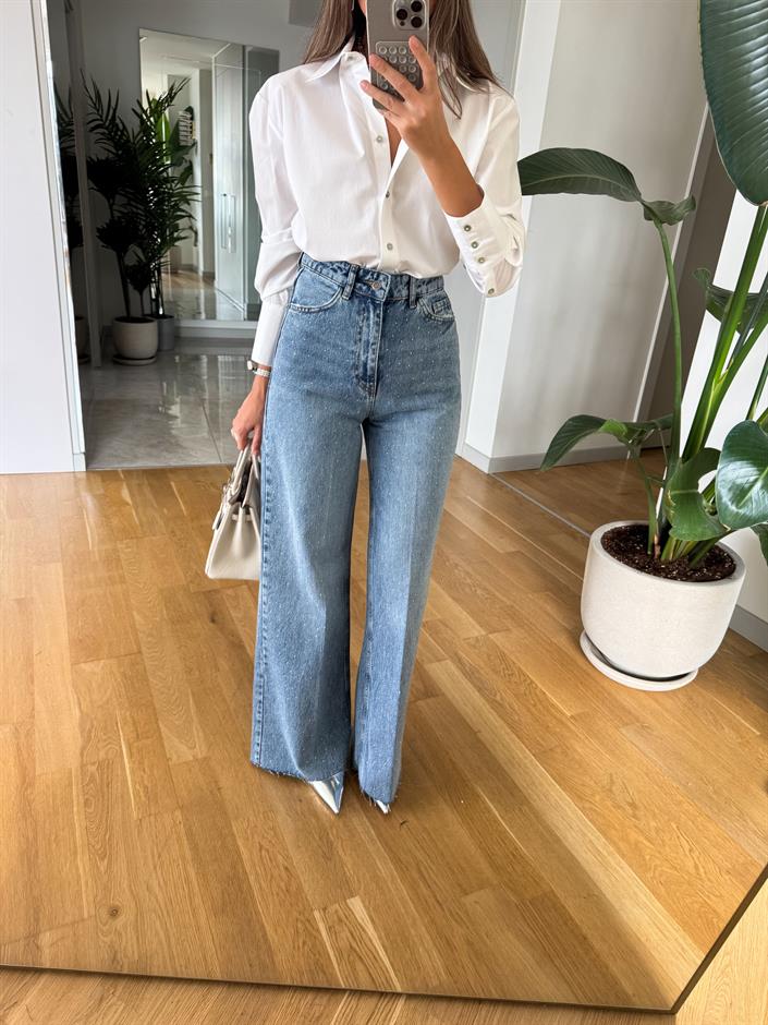 Taşlı Wide Leg Jean 