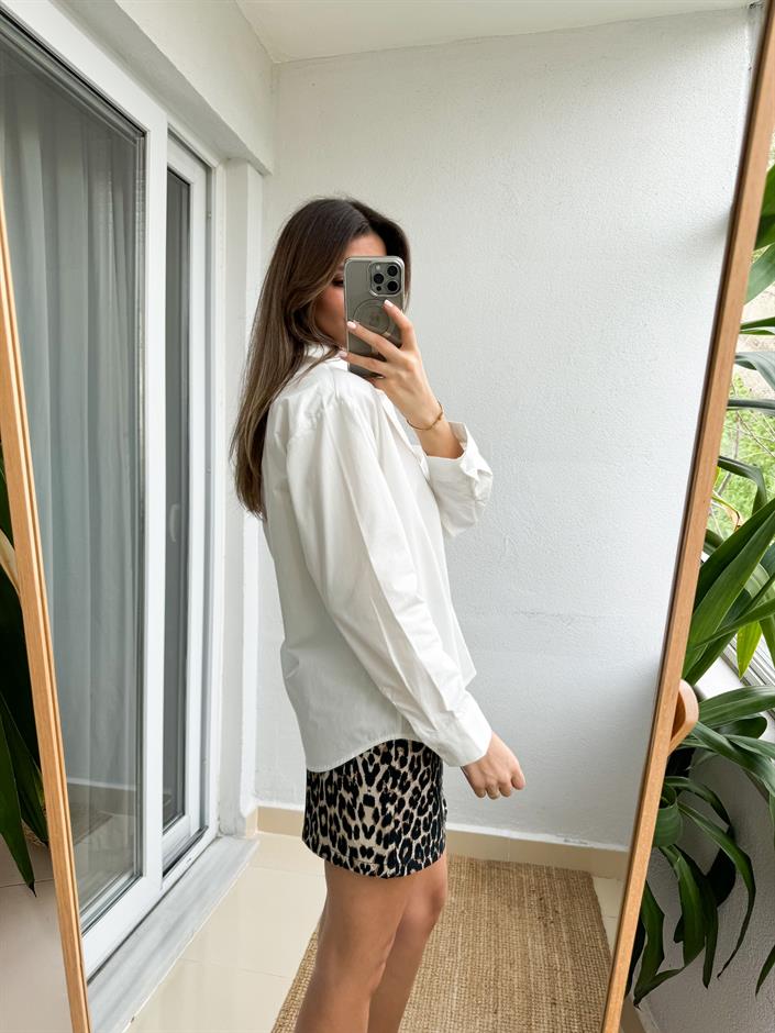 Vatkalı Tok Dokulu Poplin Gömlek-Ekru