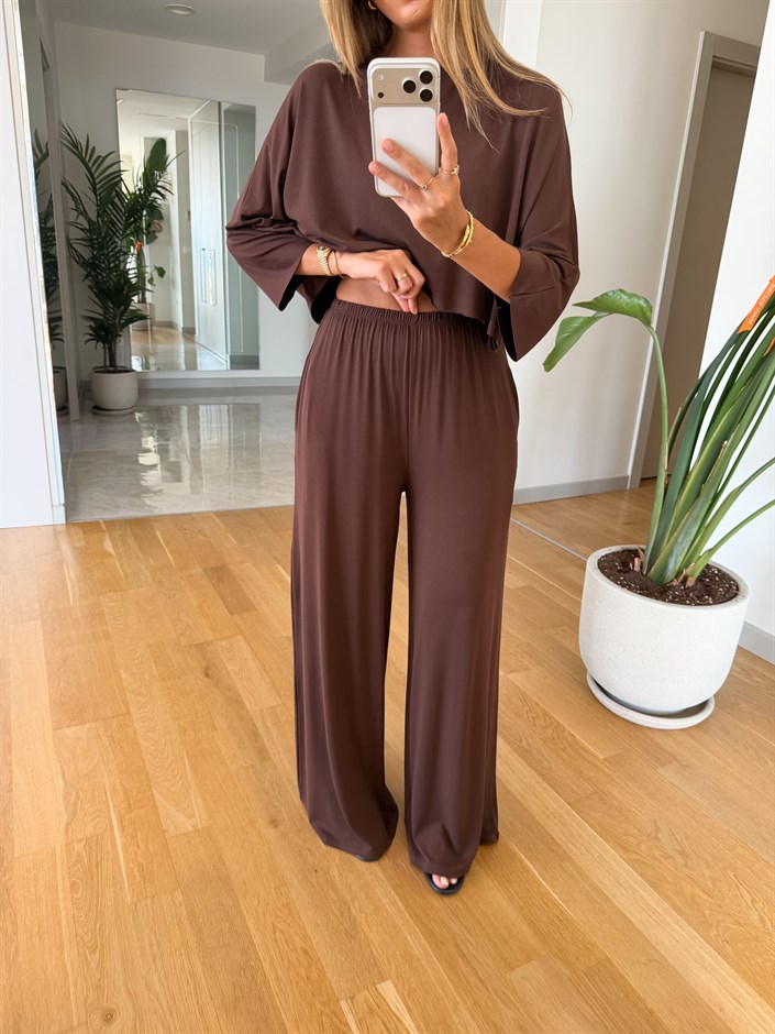 Vecna Crop Basic Takım - Kahve