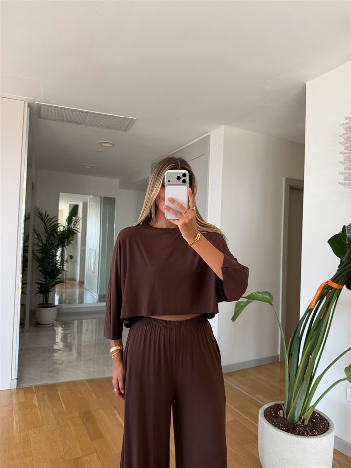 Vecna Crop Basic Takım - Kahve