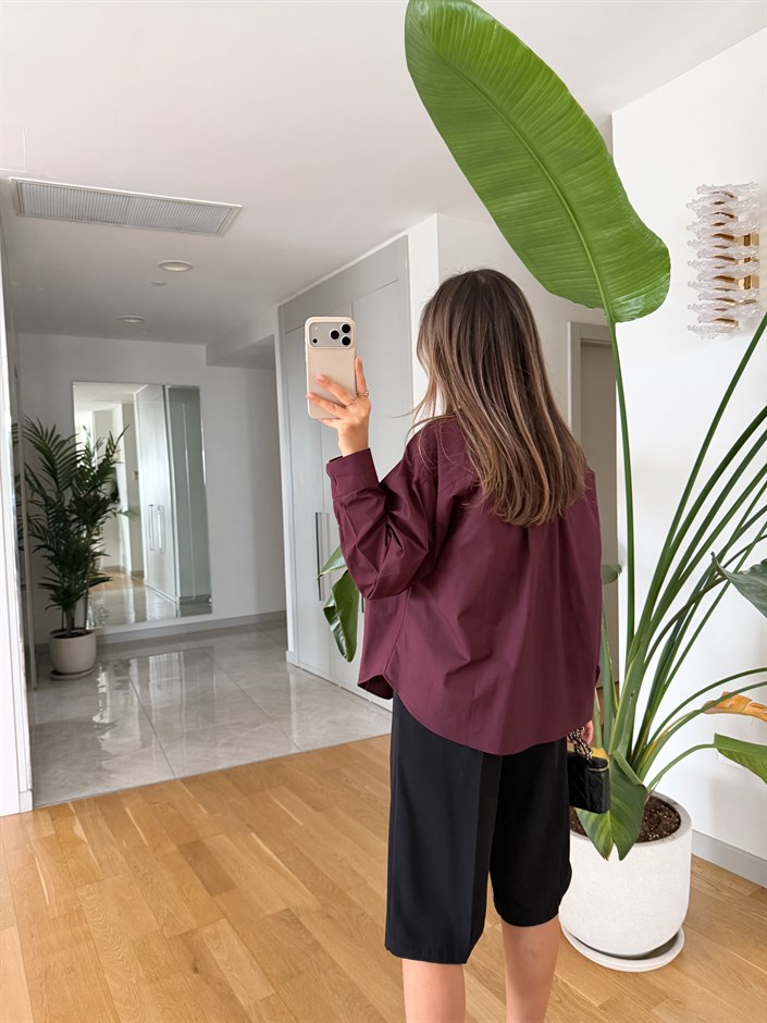 Vinales Poplin Gömlek - Bordo