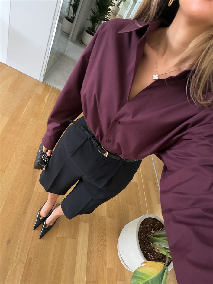 Vinales Poplin Gömlek - Bordo