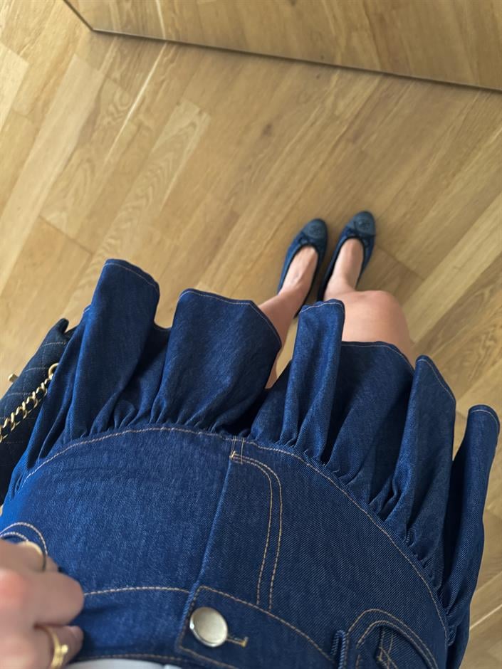 Volanlı  Premium Denim Etek