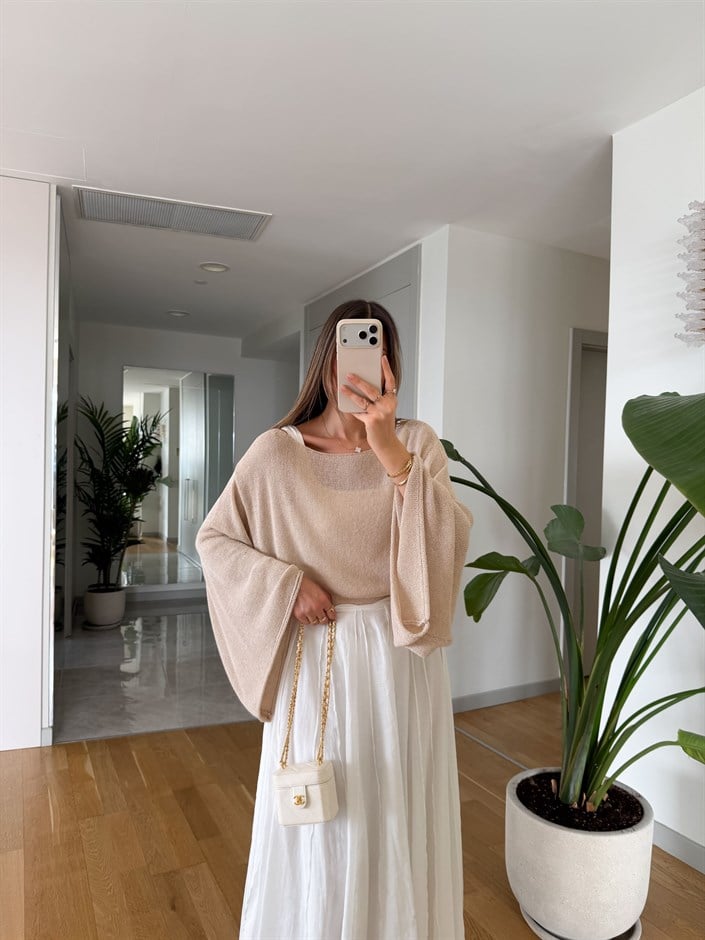 Yarasa Kol Merserize Triko - Bej 