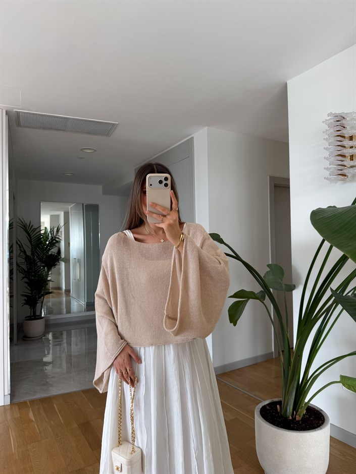 Yarasa Kol Merserize Triko - Bej 