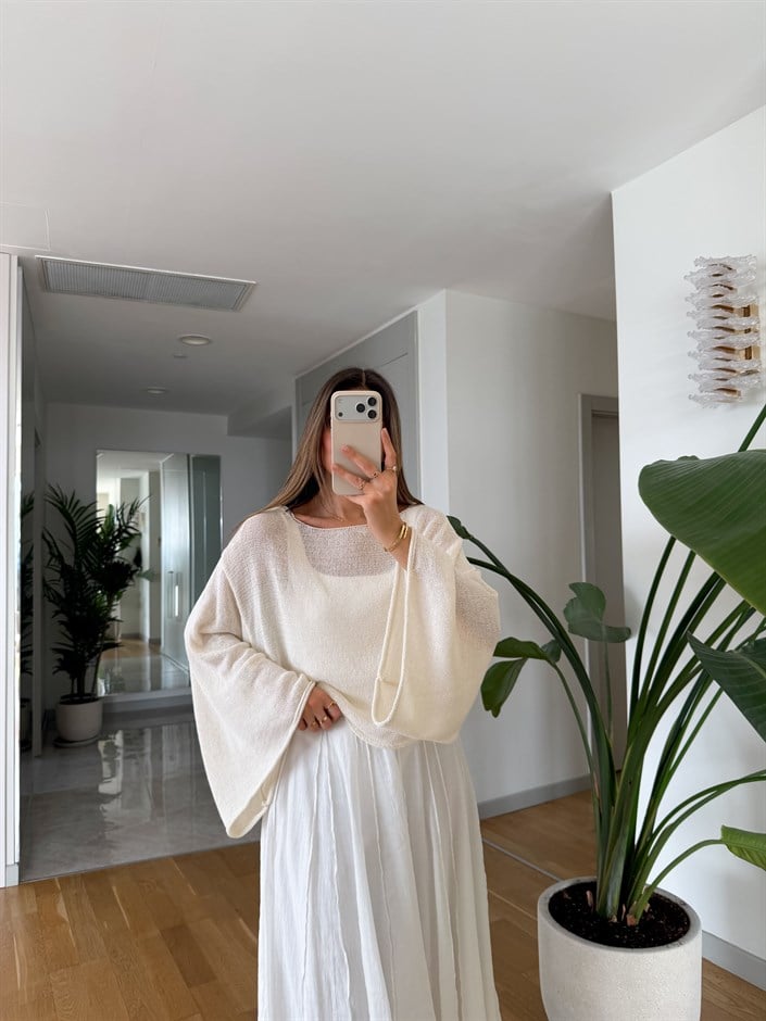 Yarasa Kol Merserize Triko - Ekru