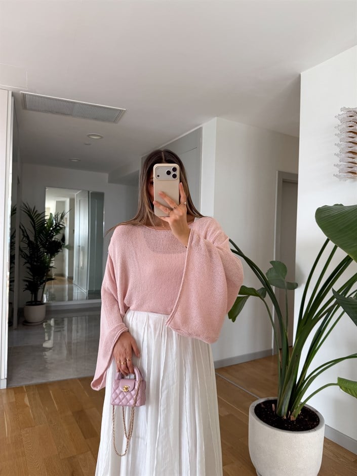 Yarasa Kol Merserize Triko - Pudra