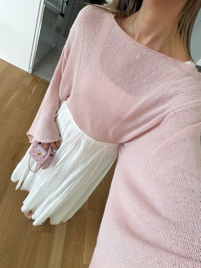 Yarasa Kol Merserize Triko - Pudra