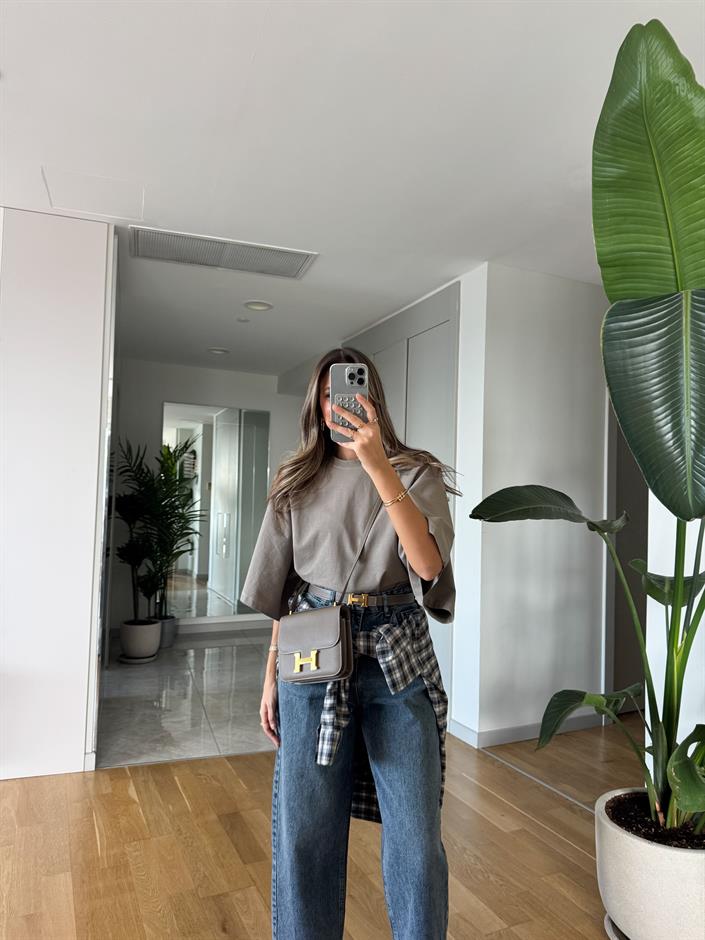 Yıkamalı Yarasa Kol Tişört 