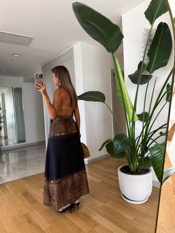 Yulia Halter Yaka Desenli Elbise 