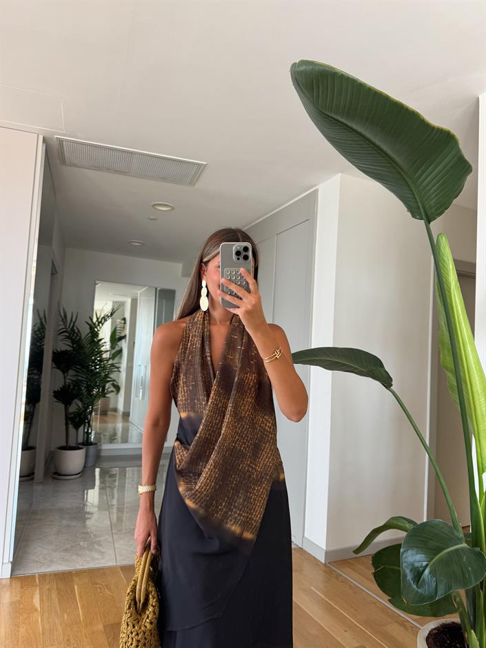 Yulia Halter Yaka Desenli Elbise 