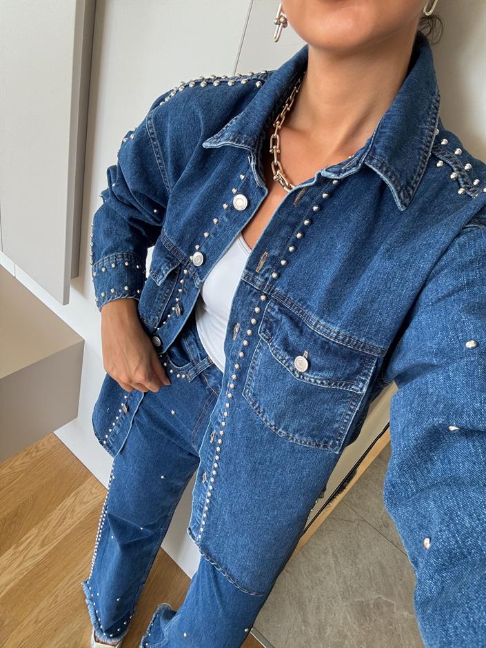 Zımbalı Denim Takım 