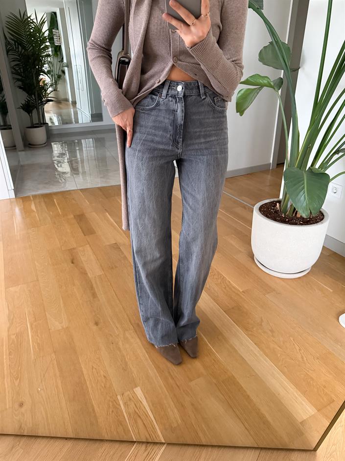 Zr Antrasit Yıkamalı Straight Jean 