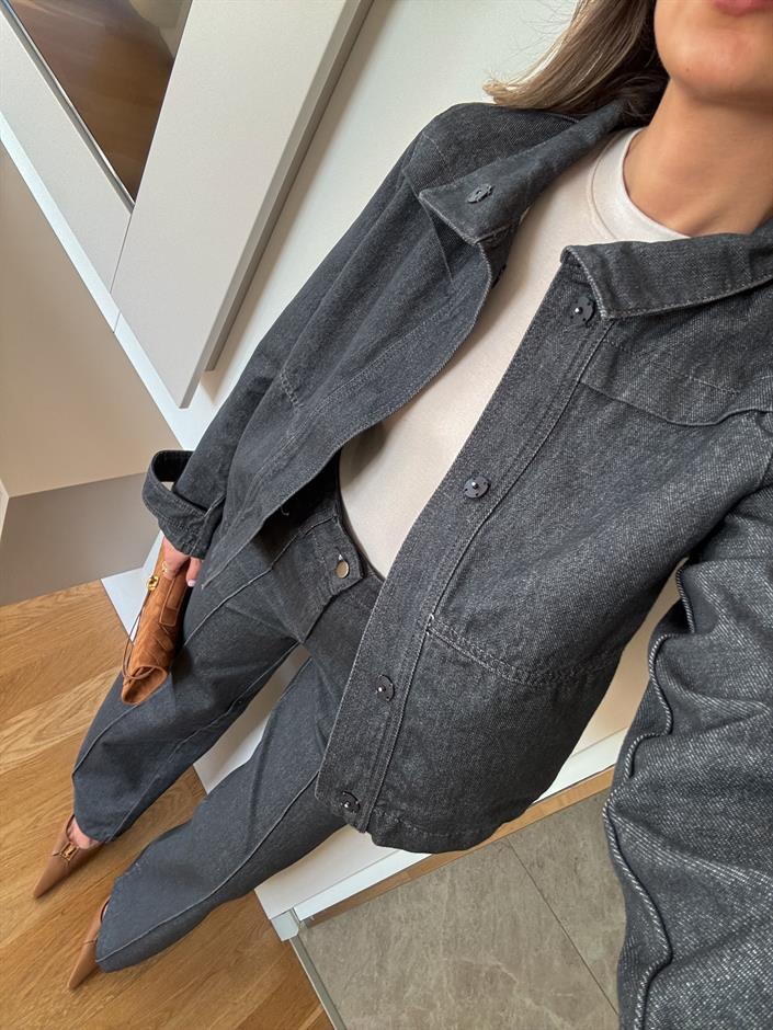 Zr Denim Ceket  - Gri 